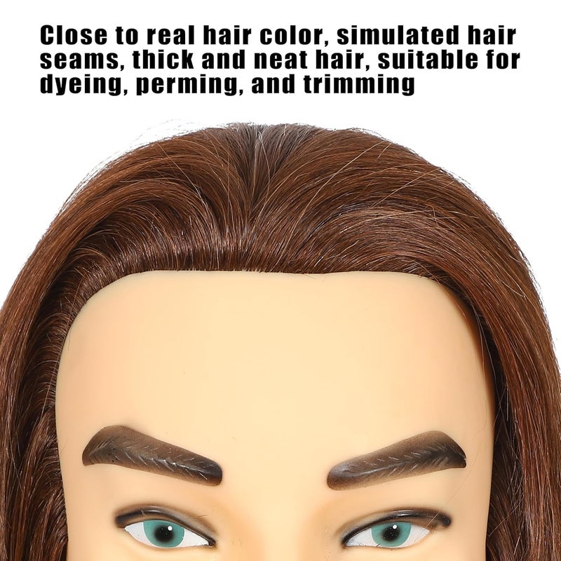 simnient Male mannequin Head 12"Barber Training Head with 100% Real Human Hair,Hairdresser training Doll manikin Head for Practicing Haircut Hair Styling With Clamp Stand - Image 5